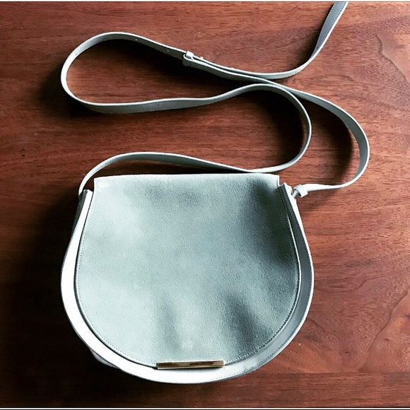 Cuyana Handbags - Cuyana Suede & Leather Saddlebag in Mint
